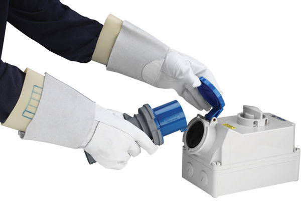 Polyco Electrician Gloves Cover - White - Customisable Leather