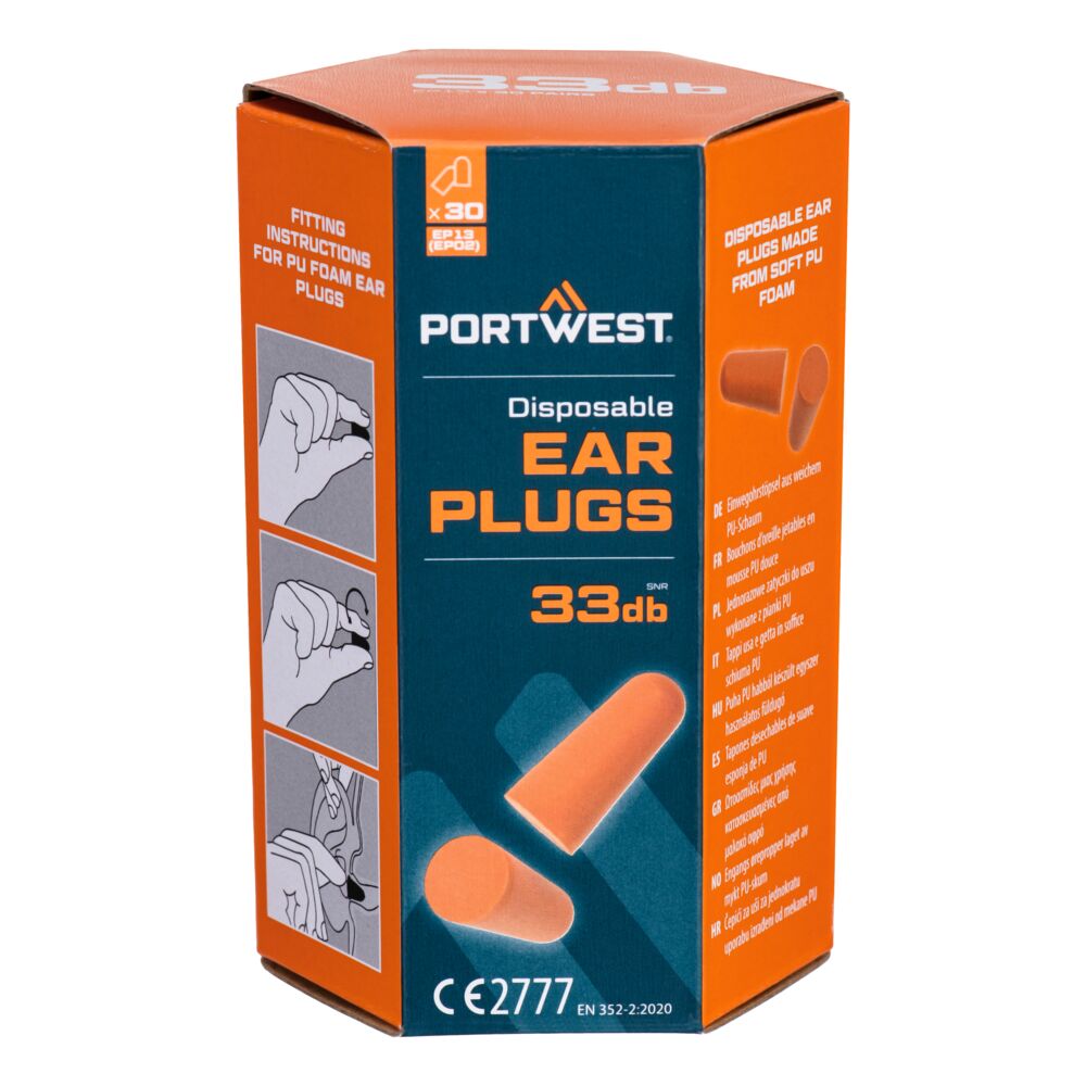 Pu Foam Ear Plugs (30 Pairs) Ep13 - Orange R - Customisable Ear Plugs