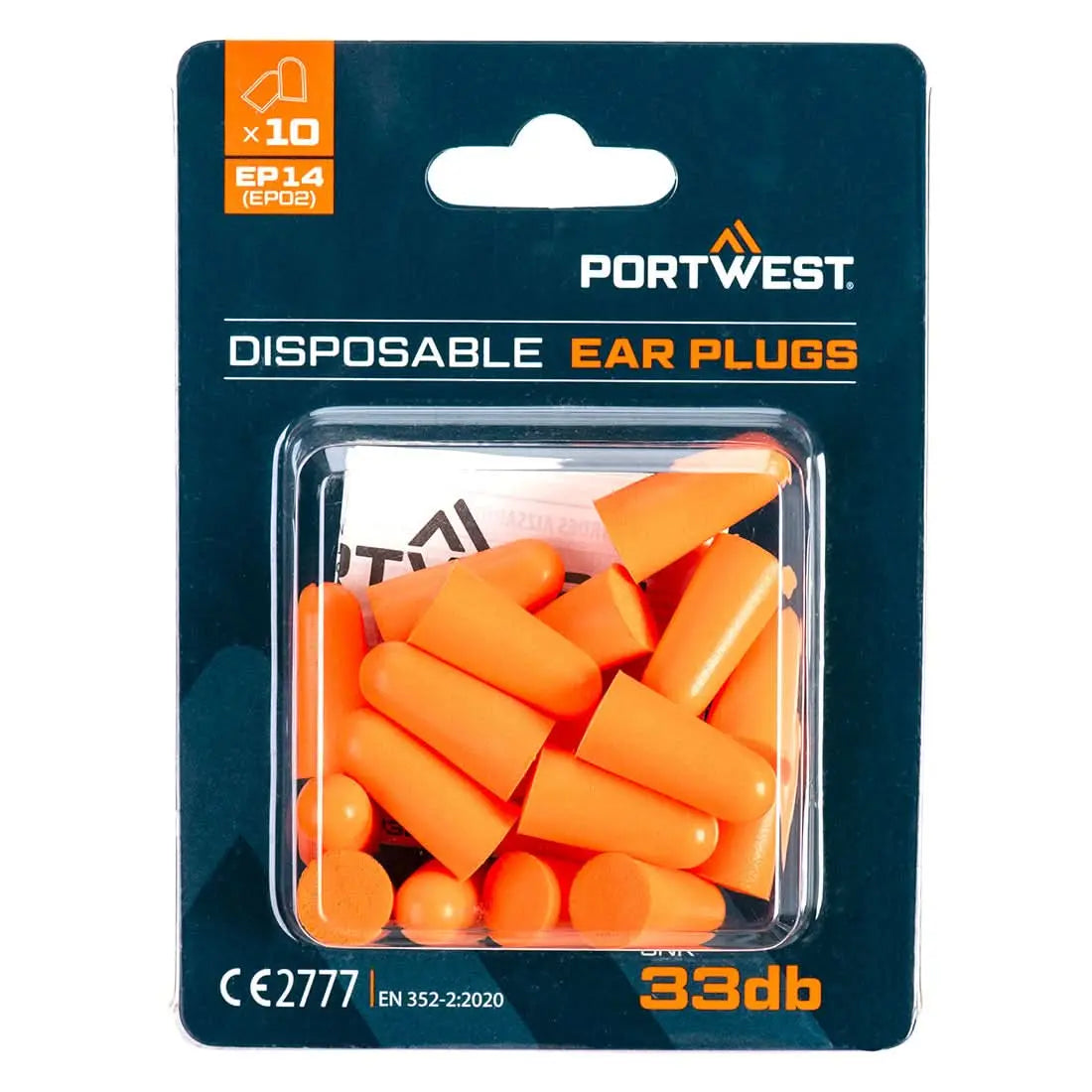 Pu Foam Ear Plugs Blister Pack (10 Pairs) Ep14 - Orange OneSize - Customisable Ear Plugs