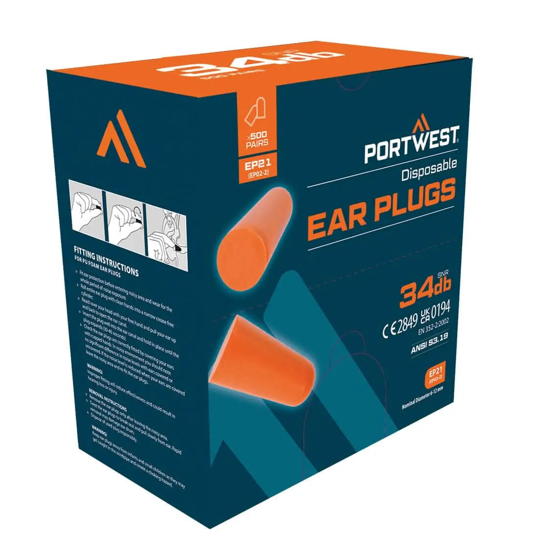 Ear Plug Dispenser Refill Pack (500 Pairs) Ep21 - Orange - Customisable Ear Plugs