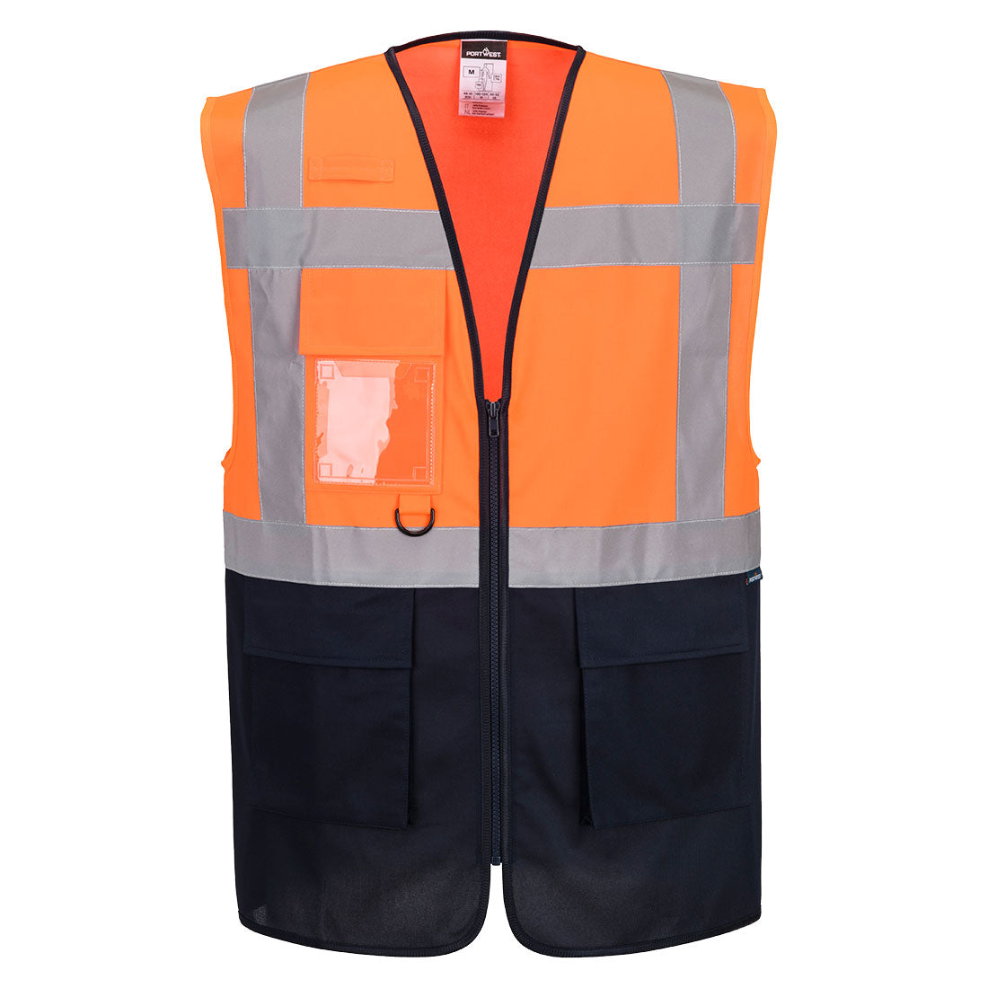 Es1 Essential Hi Vis Contrast Executive Vest Es076 - Orange Navy - Customisable Vests