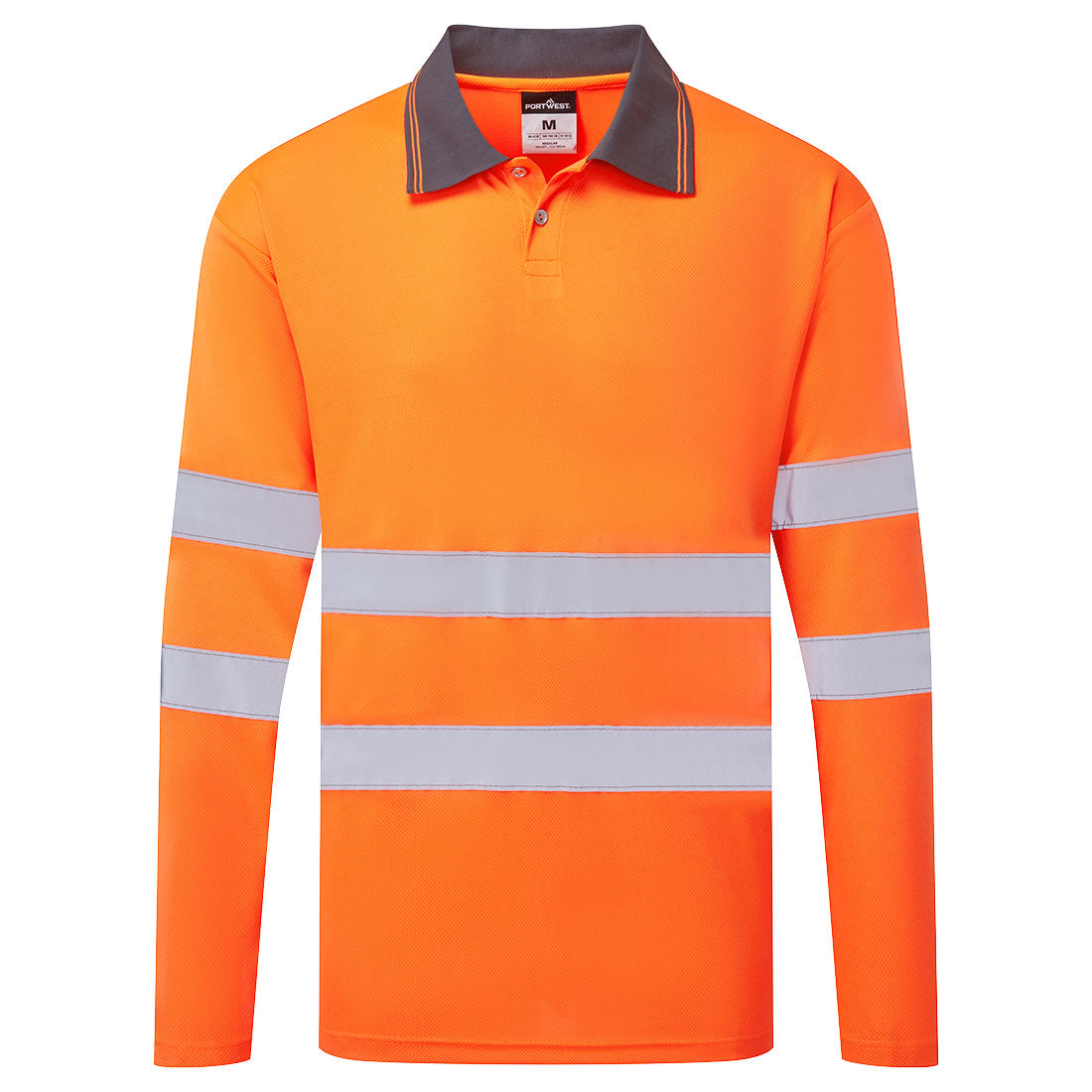 Es1 Essential Hi Vis Polo Shirt L/S Es277 - Orange - Customisable Polo Shirts