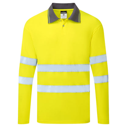Es1 Essential Hi Vis Polo Shirt L/S Es277 - Yellow - Customisable Polo Shirts