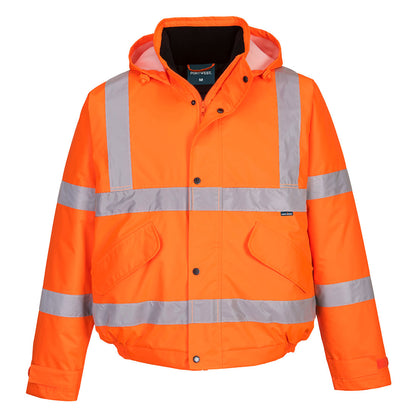 Es1 Essential Hi Vis Winter Bomber Jacket - Orange - Customisable Insulated Jackets