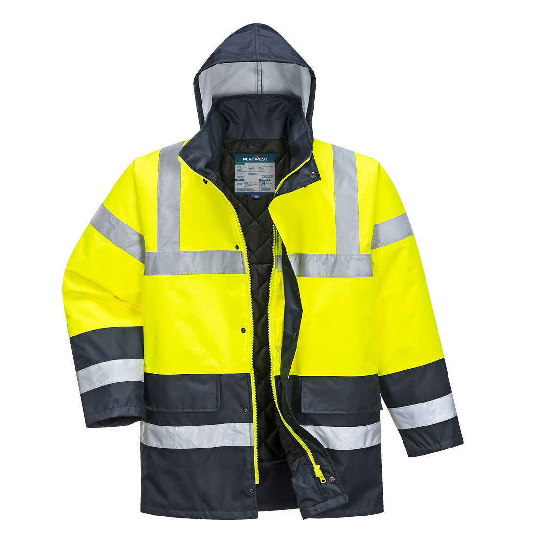 Es1 Essential Hi Vis Contrast Winter Traffic Jacket Es466 - Yellow Navy - Customisable Rain Jackets