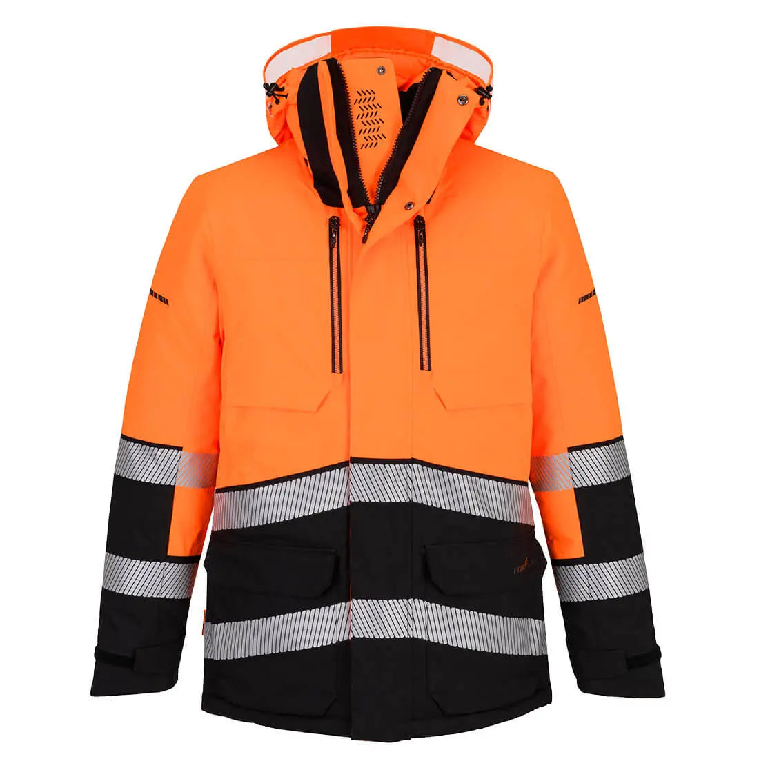 Ev4 Hi Vis Expedition Parka Jacket Ev401 - Orange Black - Customisable Jackets