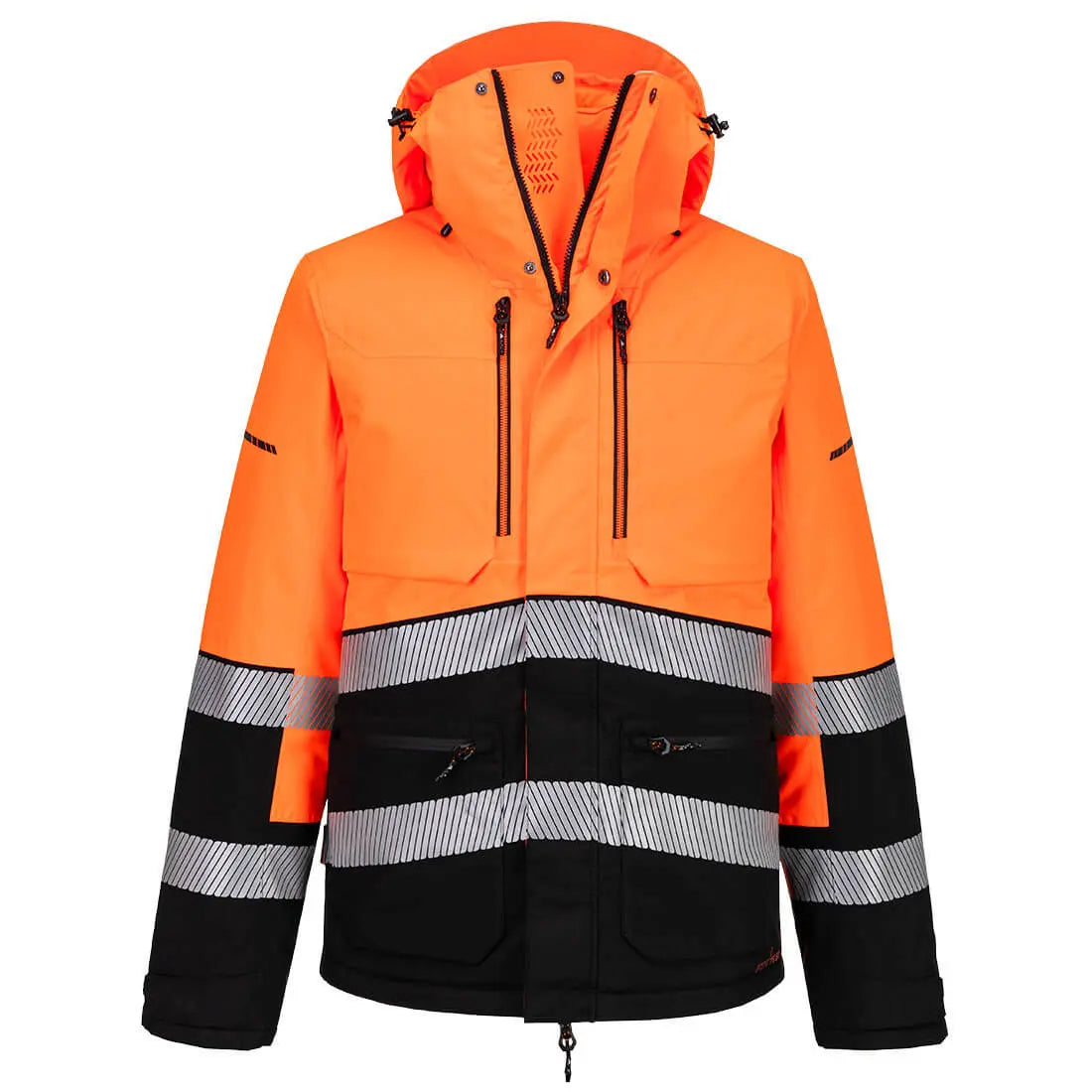 Ev4 Hi Vis Winter Jacket Ev467 - Orange Black - Customisable Insulated Jackets