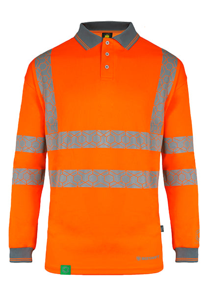 Envirowear Beeswift Envirowear Hi Vis Long Sleeve Recyclable Polo Shirt - - Customisable Polo Shirts