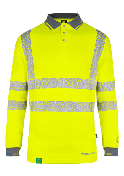 Envirowear Beeswift Envirowear Hi Vis Long Sleeve Recyclable Polo Shirt - - Customisable Polo Shirts