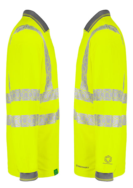 Envirowear Beeswift Envirowear Hi Vis Long Sleeve Recyclable Polo Shirt - - Customisable Polo Shirts