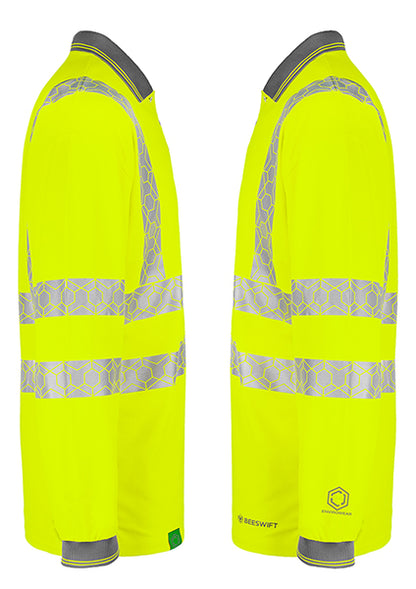 Envirowear Beeswift Envirowear Hi Vis Long Sleeve Recyclable Polo Shirt - - Customisable Polo Shirts