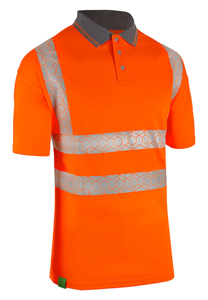 Envirowear Beeswift Envirowear Hi Vis Short Sleeve Recyclable Polo Shirt - Orange - Customisable Polo Shirts