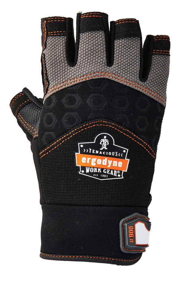 Ergodyne Impact Fingerless Glove - Black Grey - Customisable Leather