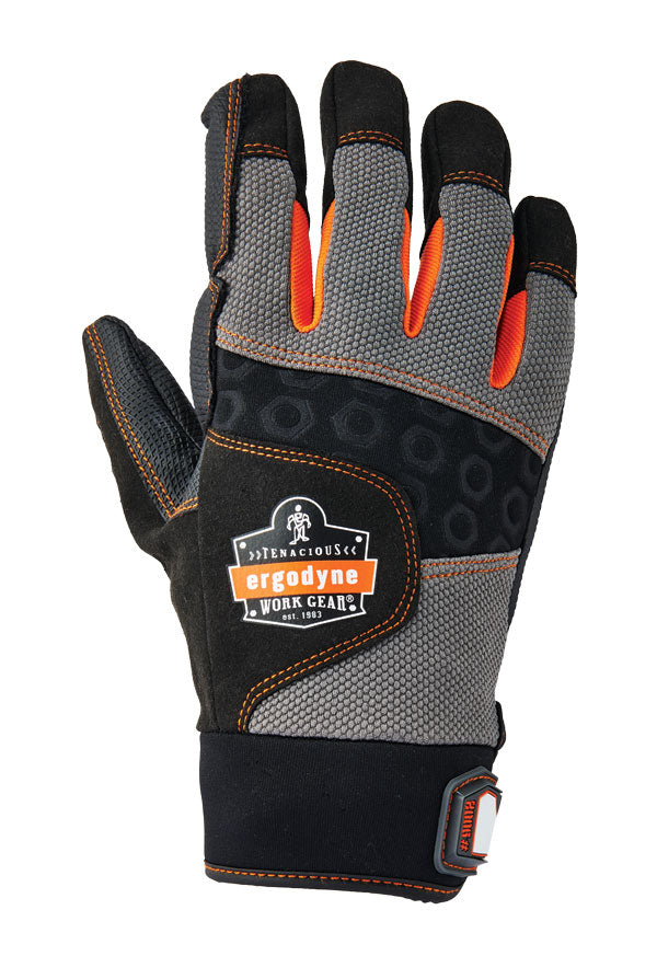 Ergodyne Full Finger Anti Vibration Glove - Black Grey - Customisable Anti-Vibration