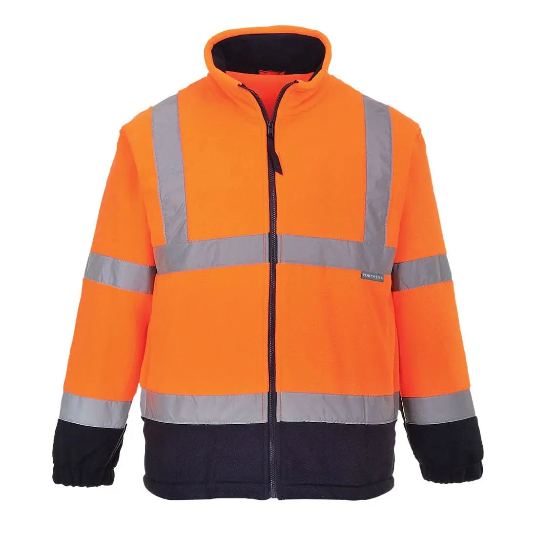 Hi Vis Contrast Fleece F301 - Orange Navy - Customisable Fleeces