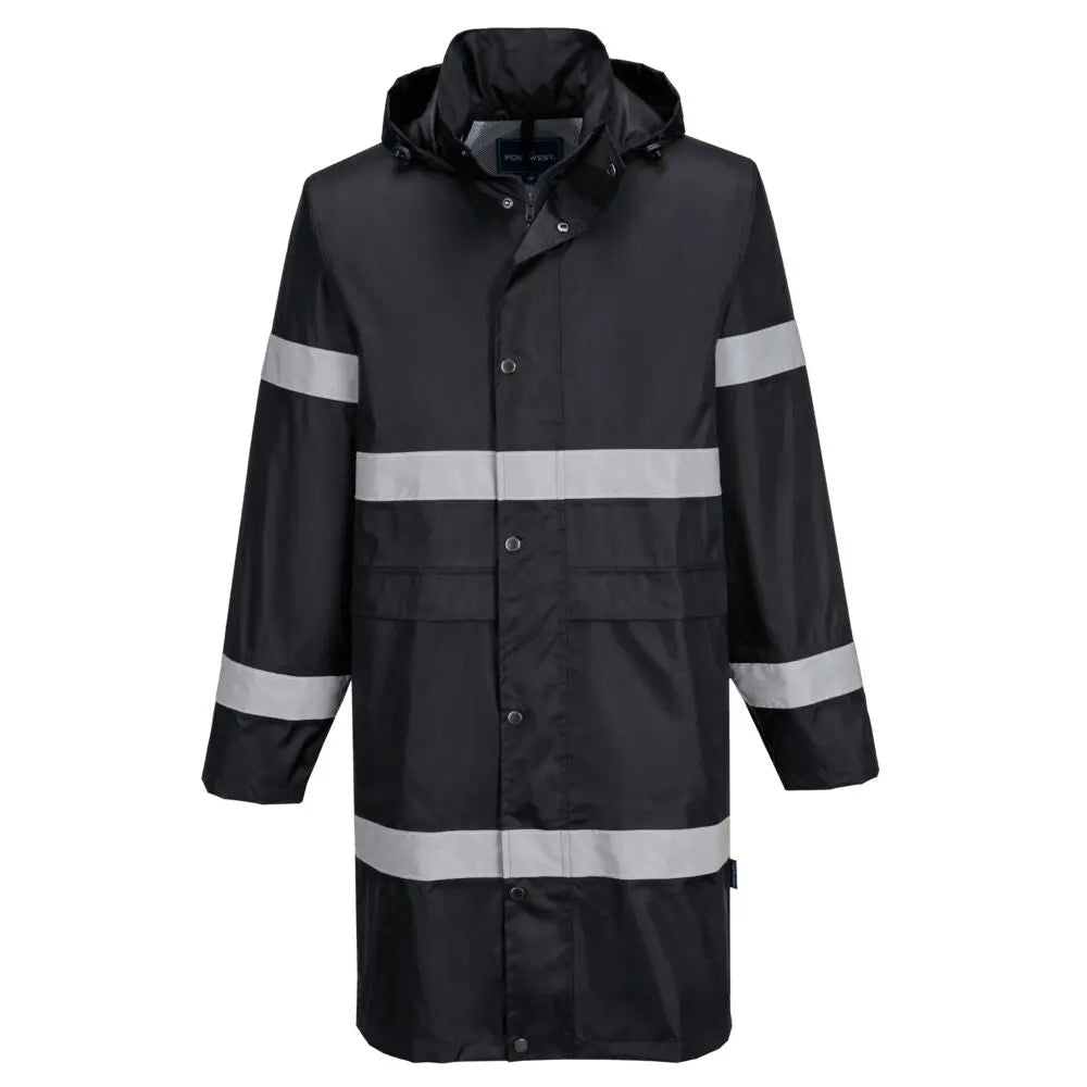 Iona Rain Coat 100cm F437 - Black - Customisable Rain Jackets