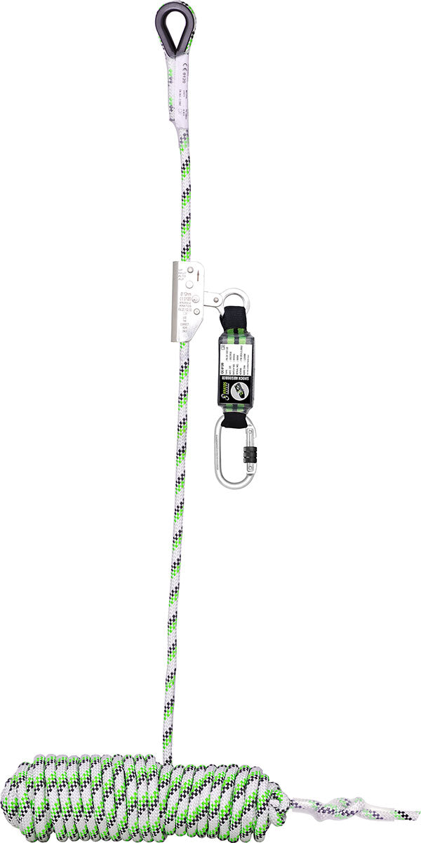 Kratos Fall Arrester On Kernmantle Rope Mtr - White Green 20M - Customisable Karabiners