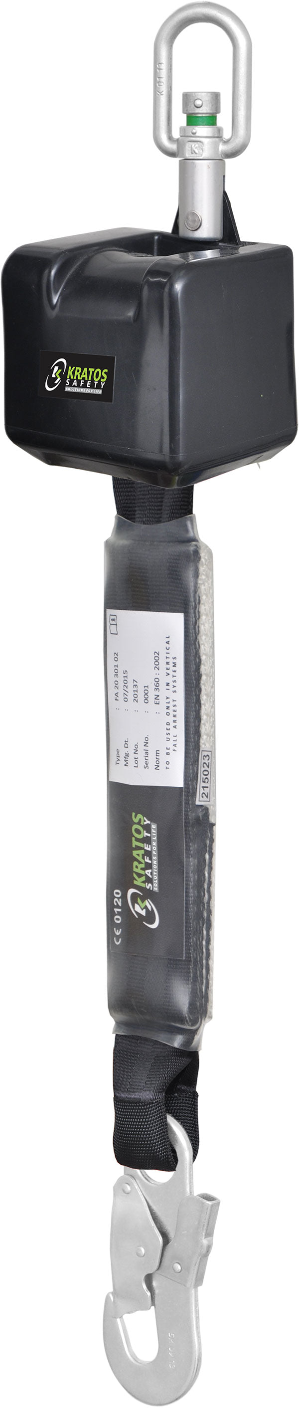 Kratos Meter Fall Arrest Block - Black 2.5M - Customisable Lanyards