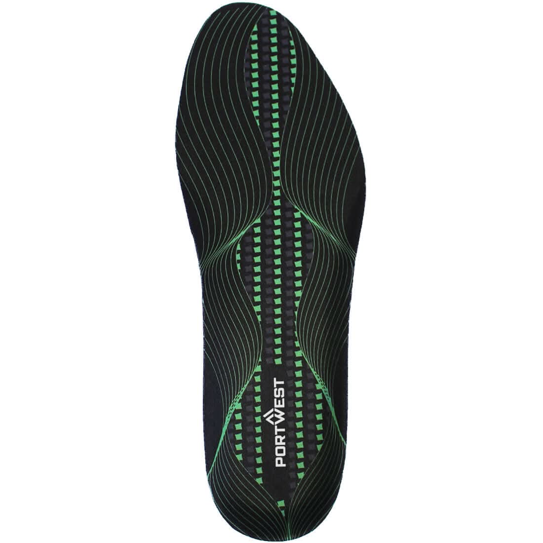 Portwest Gel Cushion Arch Support Insole FC82 - Black Green - Customisable Foot Protection