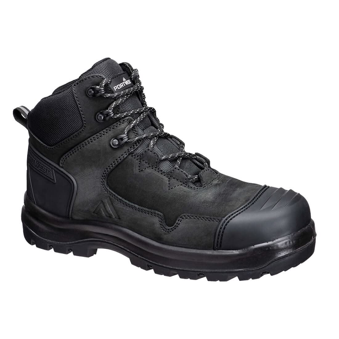 Portwest Composite Nubuck Leather Mid Boot S3S Hro Sr Fo Sc Lg FD04 - Black - Customisable Boots