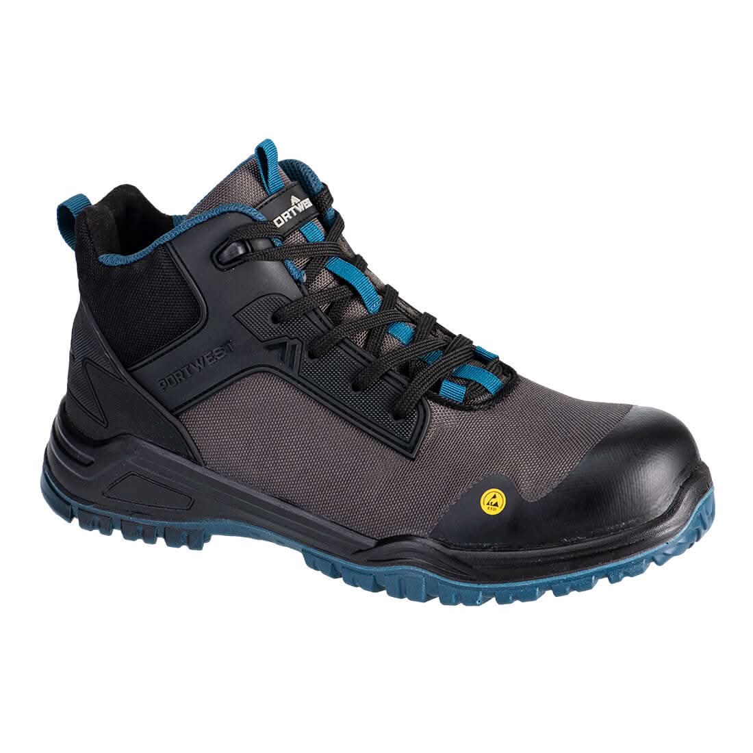 Portwest Bevel Composite Mid Boot S3S Esd Sr Fo FE01 - Black Teal - Customisable Boots