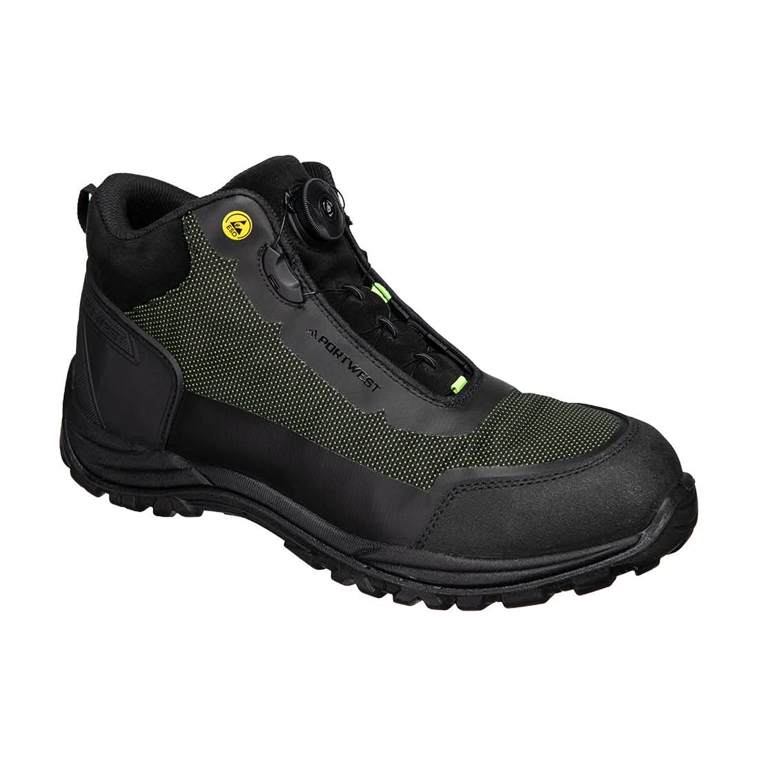 Portwest Girder Composite Mid Boot S3S Esd Sr Fo FE04 - Black Green - Customisable Boots