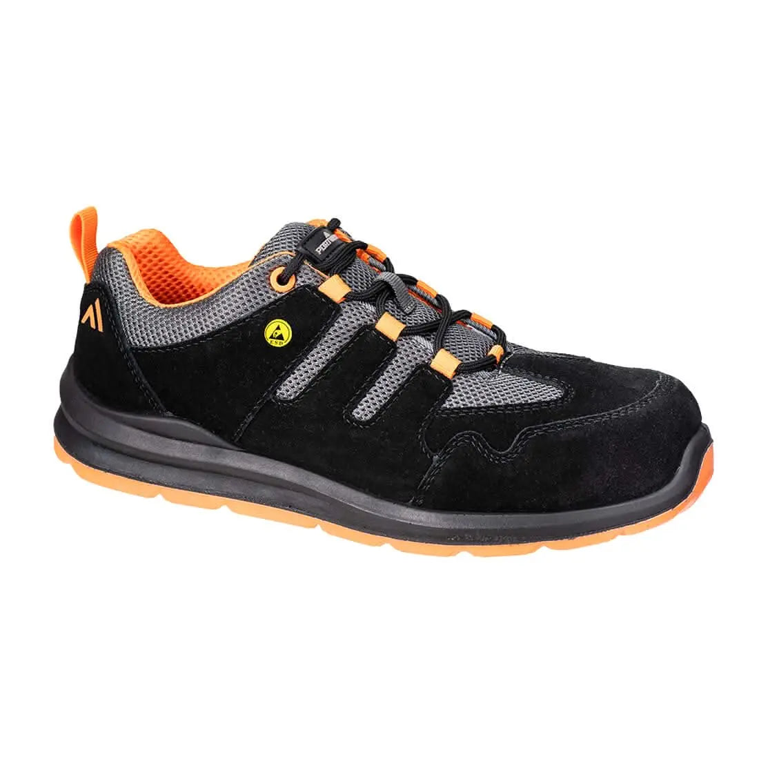Composite Cow Suede Leather Trainer S1 Esd Sr Fo Fe07 - Black Orange - Customisable Trainers