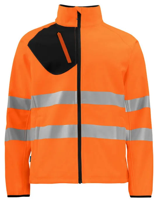 Pro-Job - Prio 6432 EN ISO 20471 Class 3/2 Softshell Jacket - Orange Black - Customisable Workwear