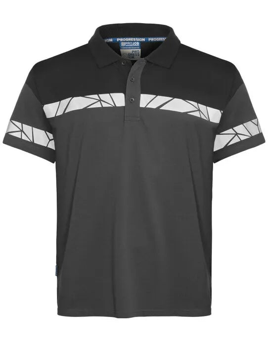 Pro-Job - Progression 7003 Pique Polo - Grey Black - Customisable Workwear