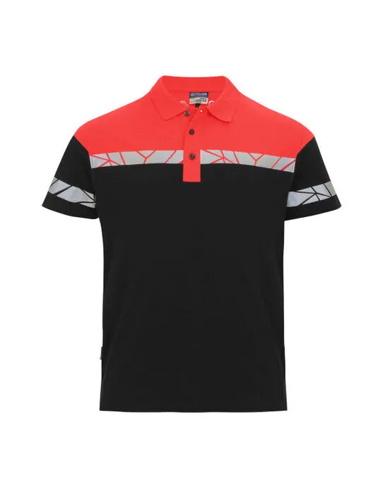 Pro-Job - Progression 7003 Pique Polo - Black Red - Customisable Workwear