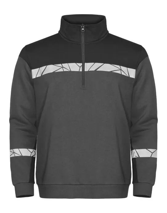 Pro-Job - Progression 7102 1/2 Zip Sweatshirt - Grey Black - Customisable Workwear