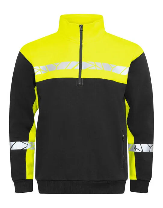 Pro-Job - Progression 7102 1/2 Zip Sweatshirt - Black Yellow - Customisable Workwear