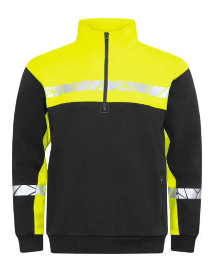 Pro-Job - Progression 7102 1/2 Zip Sweatshirt - Black Yellow - Customisable Workwear