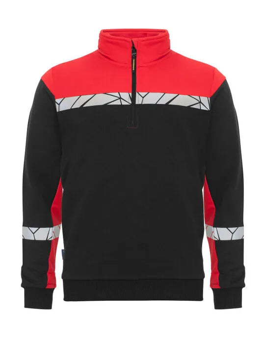 Pro-Job - Progression 7102 1/2 Zip Sweatshirt - Black Red - Customisable Workwear