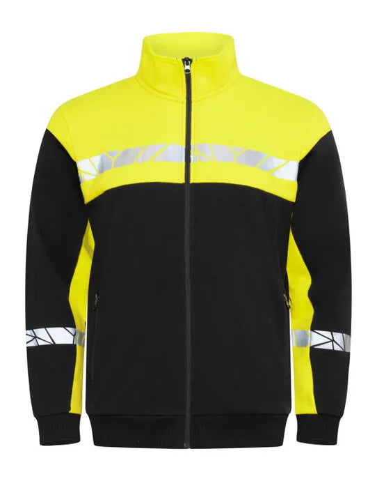 Pro-Job - Progression 7103 Full Zip Sweat - Black Yellow - Customisable Workwear