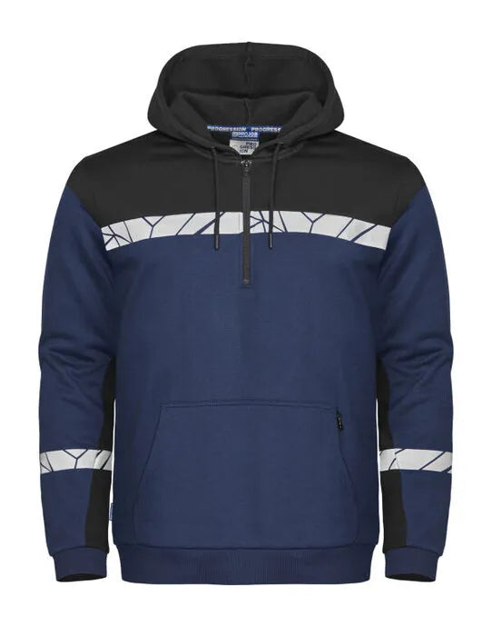 Pro-Job - Progression 7104 1/2 Zip Hoodie - Navy Black - Customisable Workwear