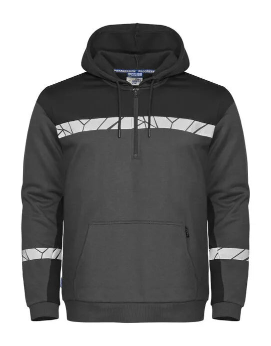 Pro-Job - Progression 7104 1/2 Zip Hoodie - Grey Black - Customisable Workwear