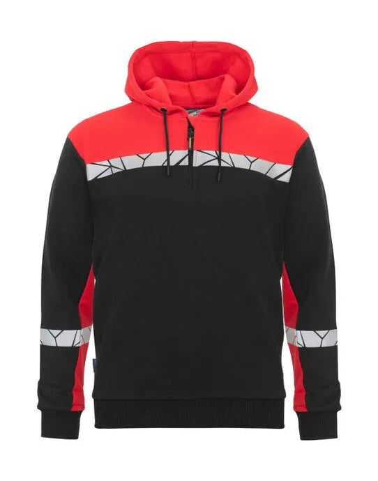 Pro-Job - Progression 7104 1/2 Zip Hoodie - Black Red - Customisable Workwear
