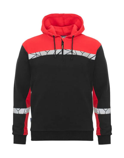 Pro-Job - Progression 7104 1/2 Zip Hoodie - Black Red - Customisable Workwear