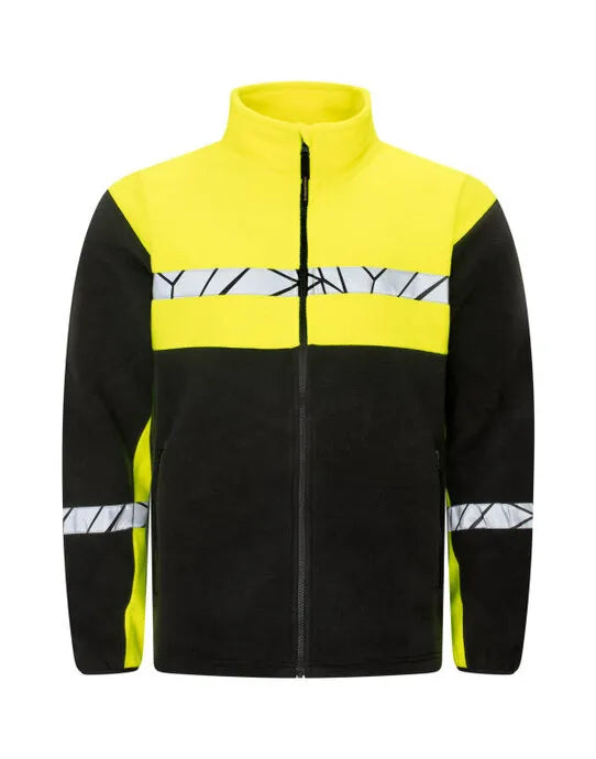 Pro-Job - Progression 7300 Full Zip Fleece - Black Yellow - Customisable Workwear