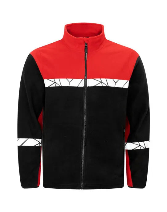 Pro-Job - Progression 7300 Full Zip Fleece - Black Red - Customisable Workwear