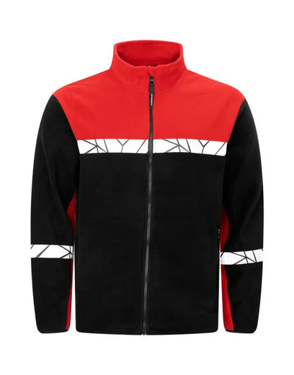 Pro-Job - Progression 7300 Full Zip Fleece - Black Red - Customisable Workwear