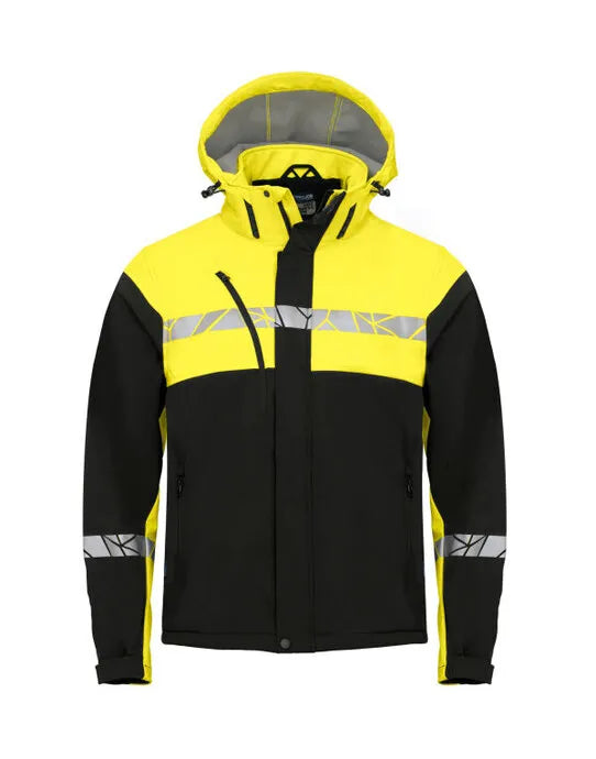 Pro-Job - Progression 7400 Softshell Jacket - Black Yellow - Customisable Workwear