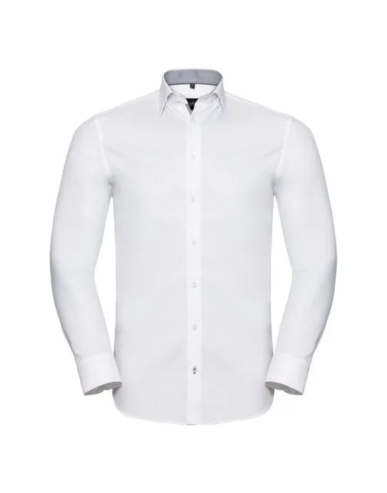 Russell Collection Russell Mens LS Contrast HBone Shirt r964mc