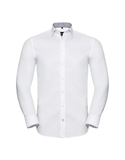 Russell Collection Russell Mens LS Contrast HBone Shirt r964mc