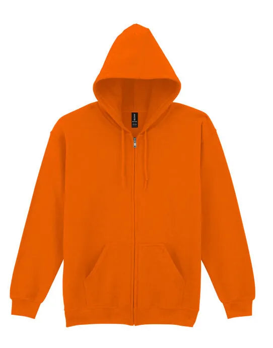 Gildan Heavy Blend Adult Zip Hood Sweat - Safety Orange - 18600 - - Customisable Sweatshirts And Hoodies
