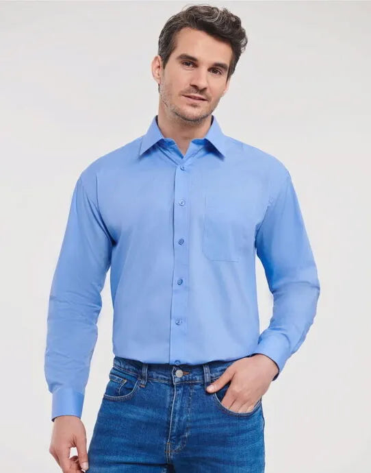 Russell Collection Men LS Classic Poplin 934M
