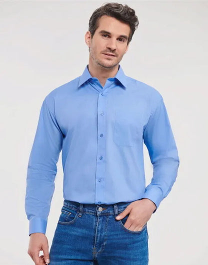 Russell Collection Men LS Classic Poplin 934M