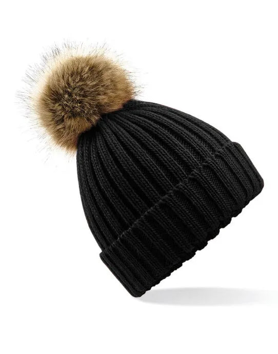 Beechfield Fur Pop Pom Chunky Beanie B412