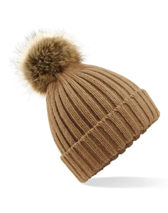 Beechfield Fur Pop Pom Chunky Beanie B412